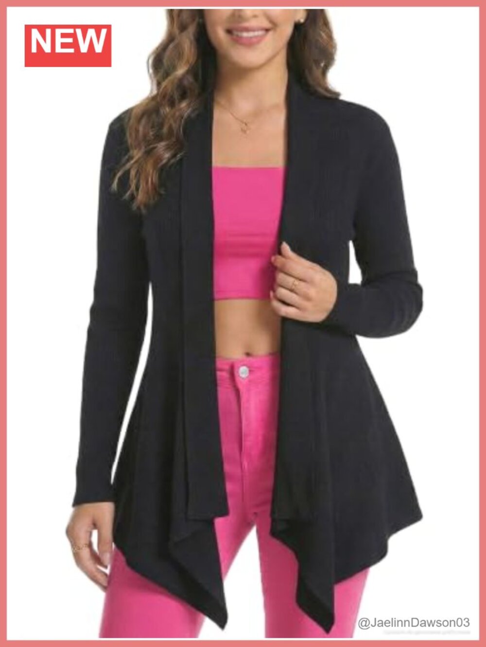 Ribbed Knit Open Front Draped Cardigan Long Sleeve Asymmetrical Hem
